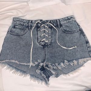 PacSun Lace Up High Rise Festival Jean Shorts